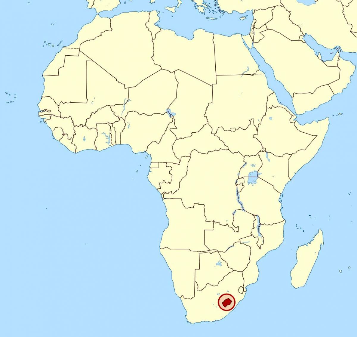 Lesoto v afriki zemljevid