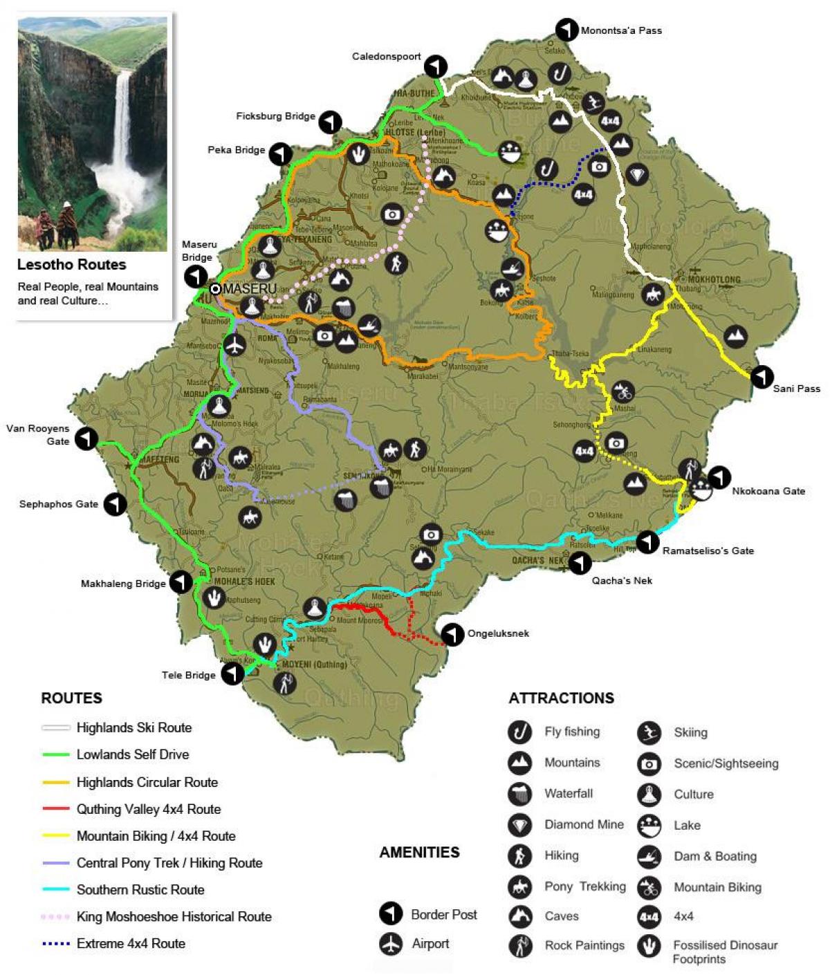zemljevid Lesoto turističnih