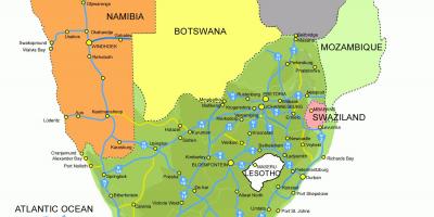Zemljevid Lesoto in južna afrika