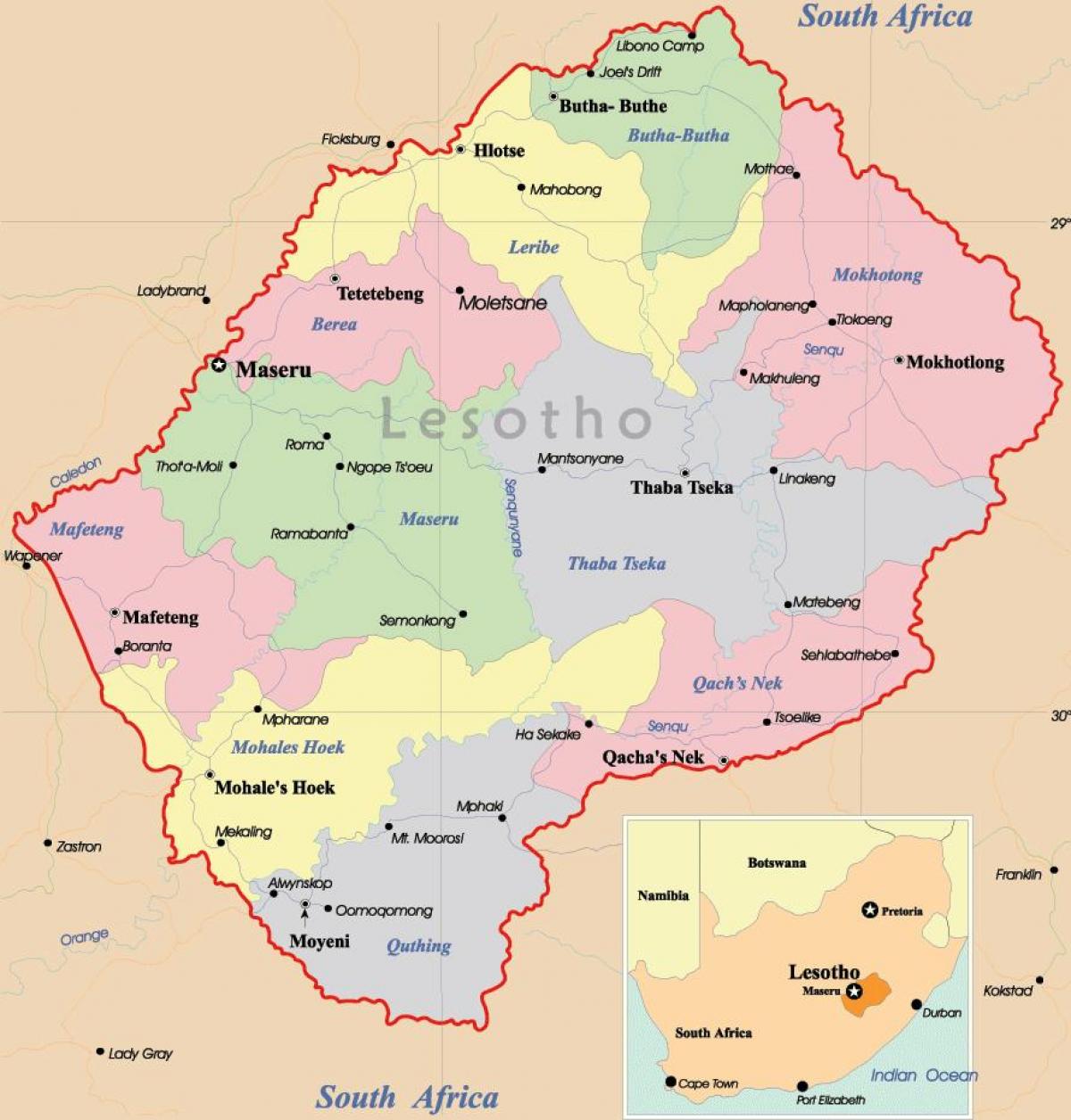 zemljevid Lesoto