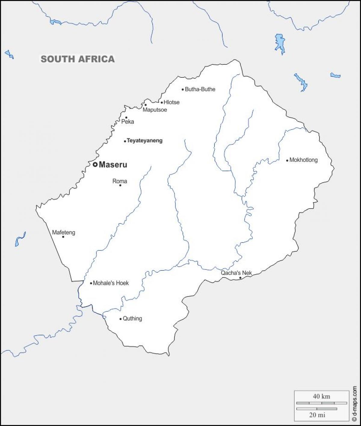 zemljevid maputsoe Lesoto